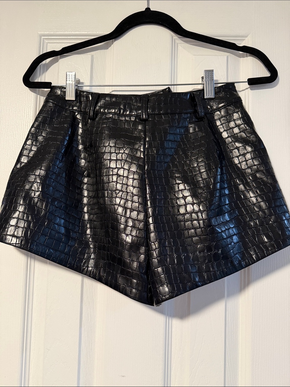 Lovers + Friends Arden Faux Croc Shorts in Black - Picture 8 of 9